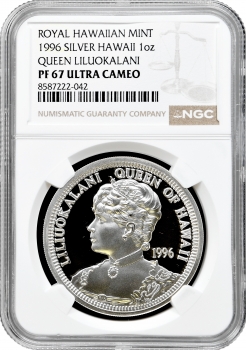 Гавайський монетний двір 1 долар 1996 р., NGC PF67 UC, "Королева Ліліуокалані" 1 унція