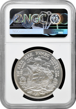 Куба срібна медаль 1987 р., NGC MS69, "Відправлення з порту Палос" Top Pop