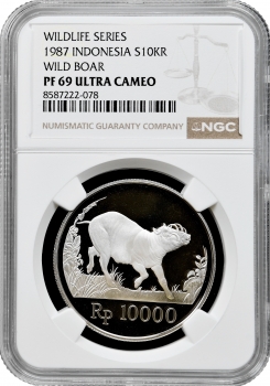 Індонезія 10000 рупій 1987 р., NGC PF69 UC, "Бабіруса"