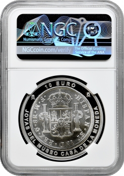 Іспанія 10 євро 2025 р. M, NGC PF69 UC, "Каса де ла Монеда - 8 реалів 1772 року, Мексика"
