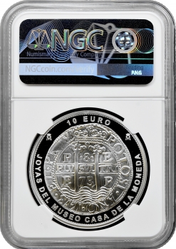 Іспанія 10 євро 2025 р. M, NGC PF70 UC, "Каса де ла Монеда - 8 реалів 1673 р., Потосі"