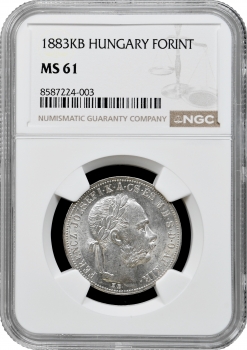 Угорщина 1 форинт 1883 KB, NGC MS61, "Імператор Франц Йосип (1848 - 1916)"
