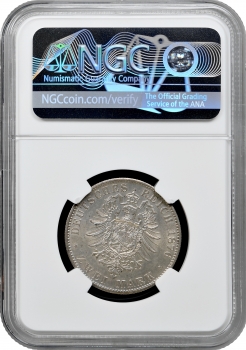 Баварія 2 марки 1876 р. D, NGC MS63, "Король Людвіг II (1864 - 1886)"