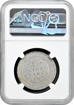 Венеція 1 1/2 ліри 1802 A, NGC MS62, "Австрійська окупація (1798 - 1802)"