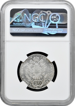Австрія 20 крейцерів 1804 E, NGC MS63, "Імператор Франциск II (1792 - 1806)" Pop 1/1