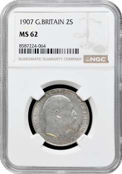 Великобританія 2 шилінга (флорин) 1907, NGC MS62, "Король Едуард VII (1902 - 1910)"