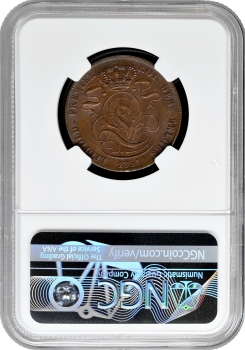 Бельгія 5 сантимів 1851, NGC MS64 BN, "Король Леопольд I (1832 - 1865)" Pop 8/1