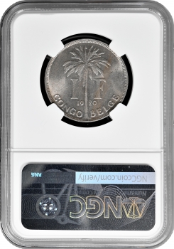 Бельгійське Конго 1 франк 1920 р. Flemish, NGC MS62, "Колонія Бельгії (1909 - 1949)"