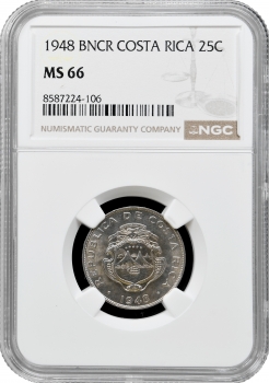 Коста-Ріка 25 вересня 1948 р., NGC MS66, "Республіка Коста-Ріка (1896 - 1950)"
