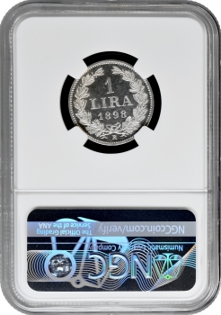 Сан-Марино 1 ліра 1898 R, NGC MS64 PL, "Республіка Сан-Марино (1864 - 1938)" Top Pop 1/0