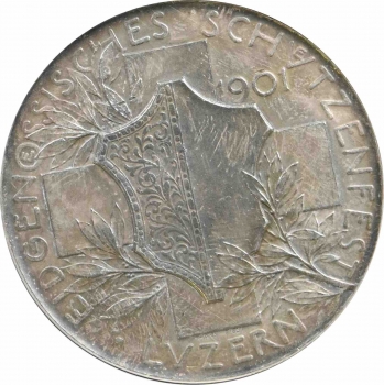 Швейцарія срібна медаль 1901 р., NGC AU58, "Люцернський стрілецький фестиваль"