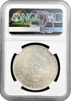 Румунія срібна медаль 1948 р., NGC MS63, "Микола Бєлческу - 100-річчя Революції"