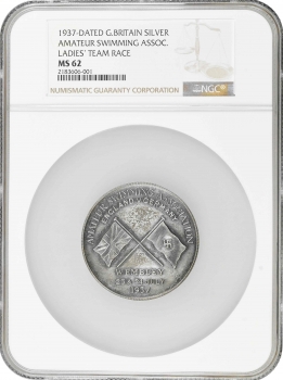 Великобританія Медаль 1937 р., NGC MS62, "Командні змагання з плавання серед жінок"