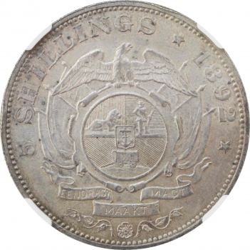 ПАР (Трансвааль) 5 шилінгів 1892, NGC AU58, "Президент Пауль Крюгер (1880 - 1900)"