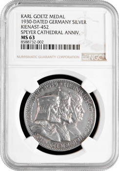 Веймарська Республіка Медаль Карла Гетца 1930, NGC MS63, "Ювілей Шпейєрського собору"