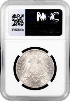 Липпе-Детмольд 3 марки 1913 A, NGC MS63, "Князь Леопольд IV (1905 - 1918)"