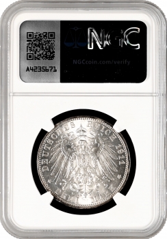 Гамбург 3 марки 1911 р. J, NGC MS65, "Вільне місто Гамбург (1871 - 1918)"