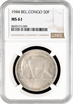 Бельгійське Конго 50 франків 1944, NGC MS61, "Колонія Бельгії (1909 - 1949)"