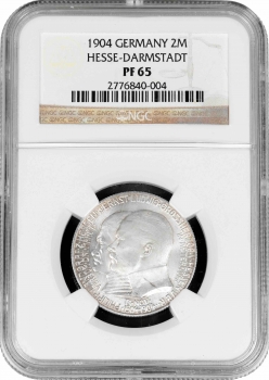 Гессен-Дармштадт 2 марки 1904 р., NGC PF65, "400 років від дня народження Філіпа I Великодушного"