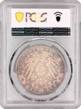 Пруссия 5 марок 1914 г. А, PCGS MS62, "Король Вильгельм II (1888 – 1918)"