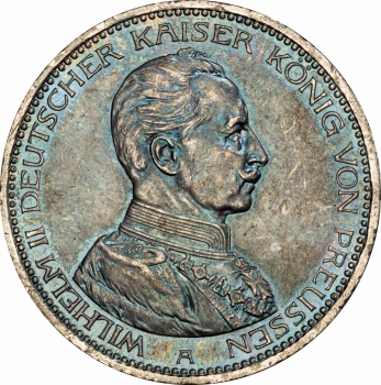 Пруссия 5 марок 1914 г. А, PCGS MS62, "Король Вильгельм II (1888 – 1918)"