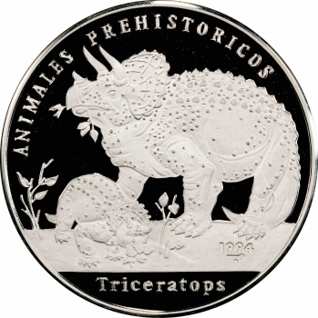 Куба 5 песо 1994 р., PCGS PR70 DCAM, "Доісторичні тварини - Трицератопс" Top Pop 1/0
