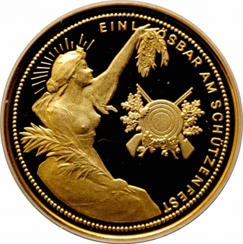 Швейцария 1000 франков 1989 г., PCGS PR67, "Стрелковый фестиваль в Менцингене"