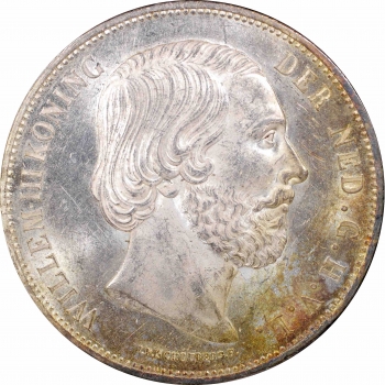 Нидерланды 2 1/2 гульдена 1872 г., PCGS MS62, "Король Виллем III (1849 - 1890)"