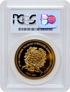 Швейцария 500 франков 1999 г., PCGS PR67, "Стрелковый фестиваль в Менцингене"