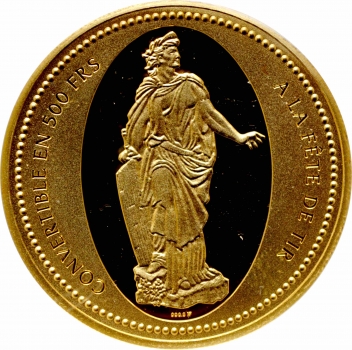 Швейцария 500 франков 1999 г., PCGS PR67, "Стрелковый фестиваль в Менцингене"