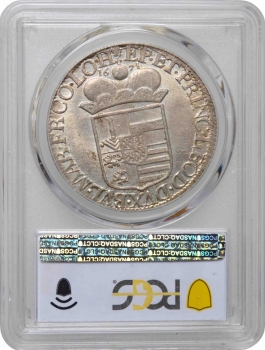 Бельгия (Льеж) 1 патагон 1671 г., PCGS MS63, "Максимилиан Генрих (1650 - 1688)" Top Pop 1/0