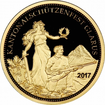 Швейцария 500 франков 2017 г., PCGS PR69 DCAM, "Стрелковый фестиваль в Гларусе"