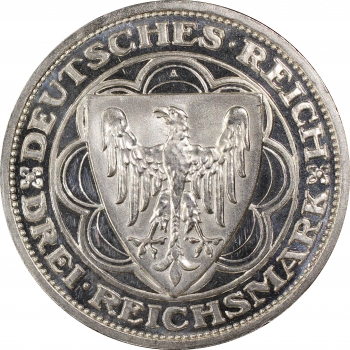 Веймарська Республіка 3 рейхсмарки 1931 р. A, PCGS PR64 DCAM, "300-ті роковини руйнування Магдебурга"