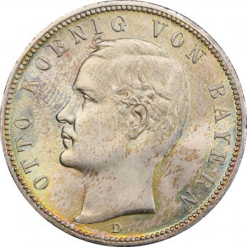 Баварія 5 марок 1898 р. D, PCGS MS64, "Король Отто І (1886 - 1913)"