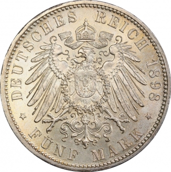 Баварія 5 марок 1898 р. D, PCGS MS64, "Король Отто І (1886 - 1913)"