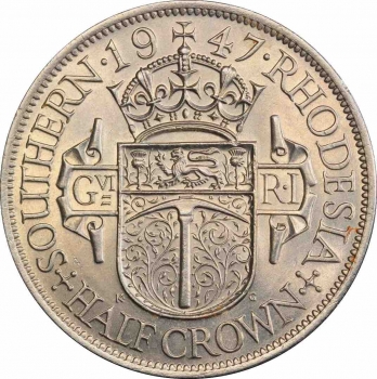 Южная Родезия 1/2 кроны 1947 г., PCGS MS63, "Колония Великобритании (1932 - 1955)"
