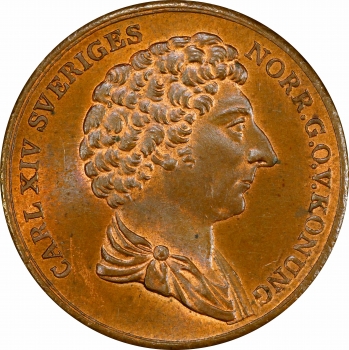 Швеція 1/2 скілінга 1832, PCGS MS65 RB, "Король Карл XIV Юхан (1818 - 1844)" Top Pop 1/2
