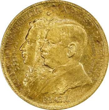 Бразилія 1000 рейсів 1922 р., PCGS MS64, "100 років незалежності Бразилії" KM#522.2 (error "BBASIL")