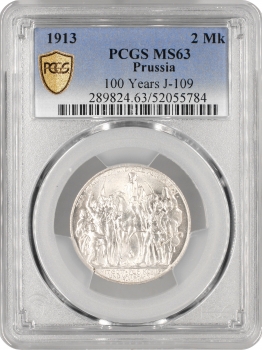 Пруссія 2 марки 1913 р. A, PCGS MS63, "Поразка Наполеона"