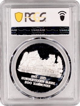 Німеччина срібна медаль 1975 р., PCGS MS65, "110-а річниця. Гановерський зоопарк - Фламінго"