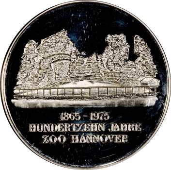 Німеччина срібна медаль 1975 р., PCGS MS65, "110-а річниця. Гановерський зоопарк - Фламінго"