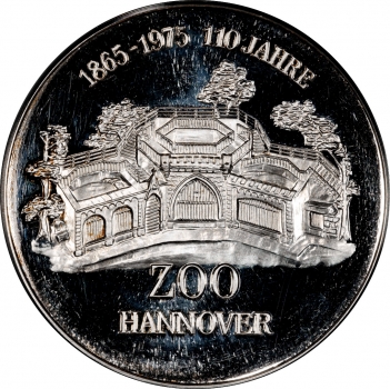 Німеччина срібна медаль 1975 р., PCGS MS65, "110-та річниця. Ганноверський зоопарк - Ведмідь"