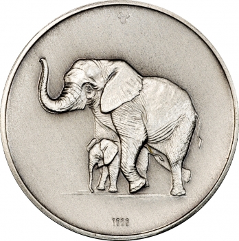 Німеччина срібна медаль 1975 р., PCGS MS69, "110-та річниця. Ганноверський зоопарк - Слон"