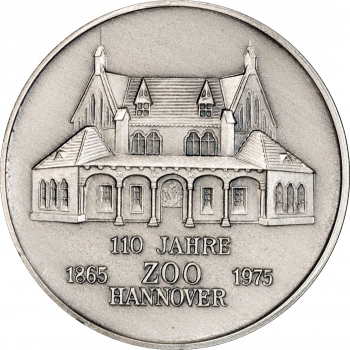 Німеччина срібна медаль 1975 р., PCGS MS69, "110-та річниця. Ганноверський зоопарк - Слон"