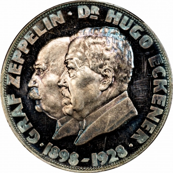 Веймарська Республіка Медаль 1928 р., PSGS SP63, "Світове турне Цепеліна" KAISER-493