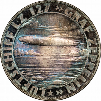 Веймарська Республіка Медаль 1928 р., PSGS SP63, "Світове турне Цепеліна" KAISER-493