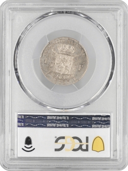 Бельгія 1 франк 1887 Flemish, PCGS AU58, "Король Леопольд II (1865 - 1909)"