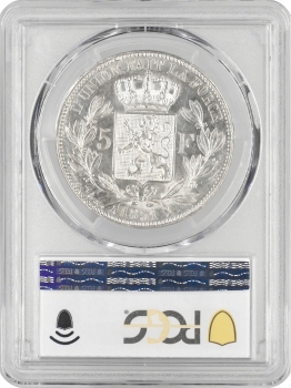 Бельгія 5 франків 1851, PCGS MS62, "Король Леопольд I (1832 - 1865)"