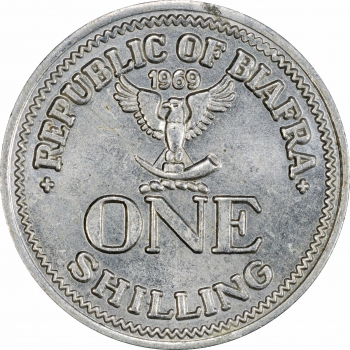 Біафра "ONE" 1 шилінг 1969 р., PCGS MS63, "Республіка Біафра (1967 - 1970)"