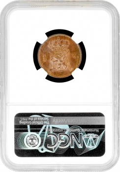 Нидерланды 1 цент 1877 г., NGC MS64 RB, "Король Виллем III (1849 - 1890)"